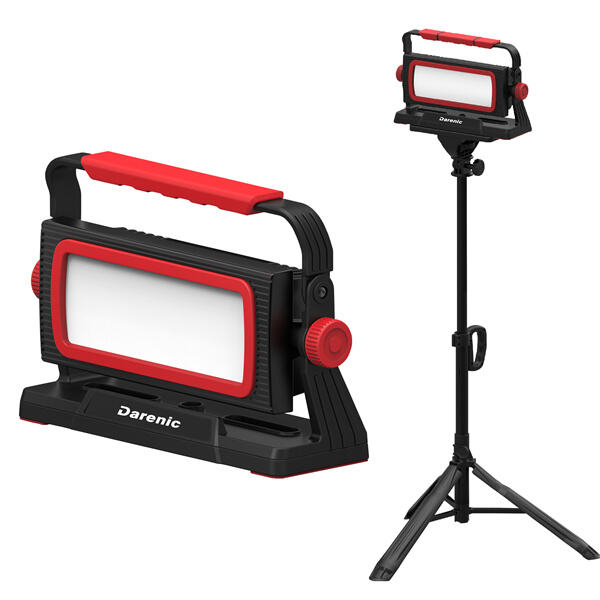 Portable flood lights with stand make it simple to brighten up any area.
