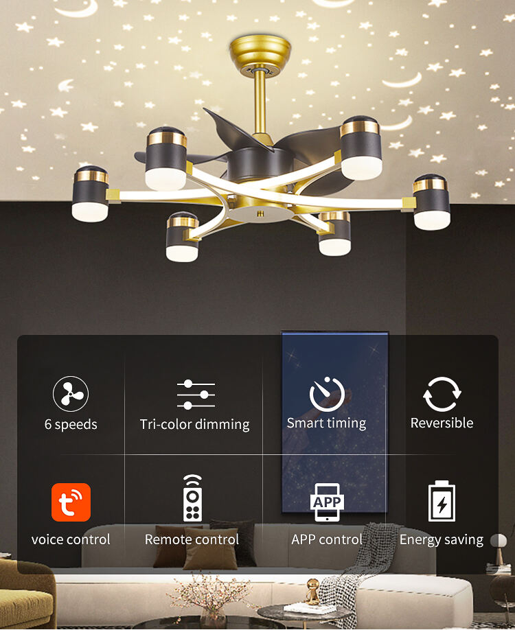 Bedroom Fan Light Ceiling Fan with Light and Remote 52 Inch White and Gold Ceiling Fan with Light for Bedroom details