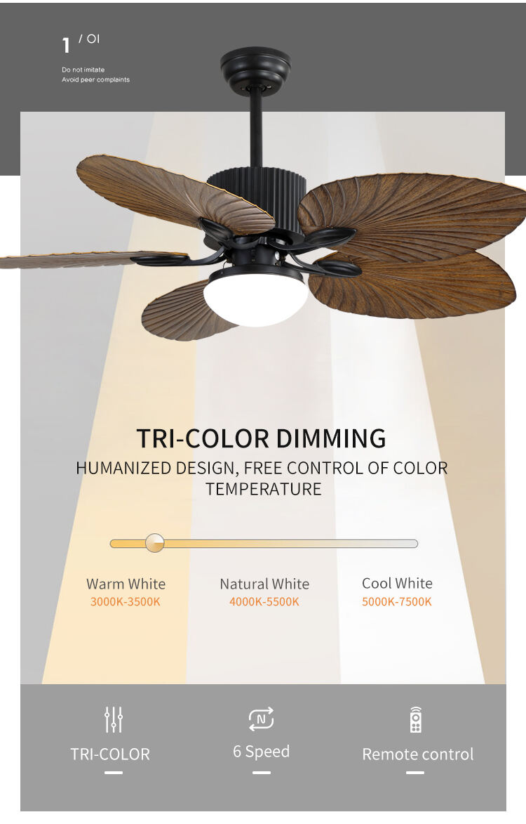 Hot Selling Tropical Ceiling Fan with Light Low Profile Ceiling Fan with Light Wood Blades Fan with Light and Remote details