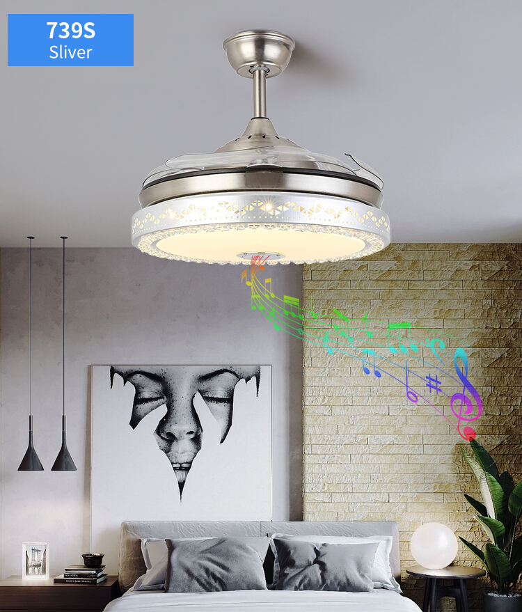 RGB LED Chandelier Ceiling Fans with Lights and Remote Chandelier Fan and Light bluetooth Music Player Chandelier Fan with Lamp details