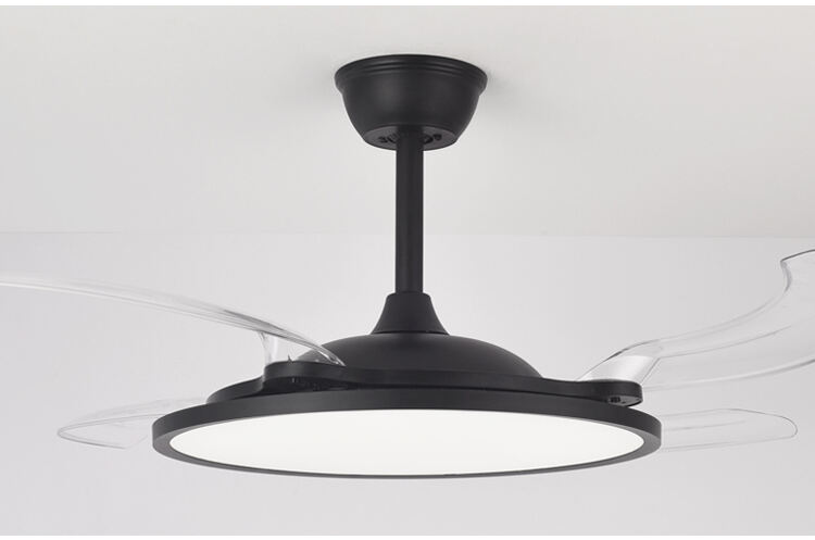 New 42in White Black Ceiling Fan with Light and Remote Control 4 Blades Fan with Lamp 42 Inch Ceiling Fan with Light for Bedroom manufacture