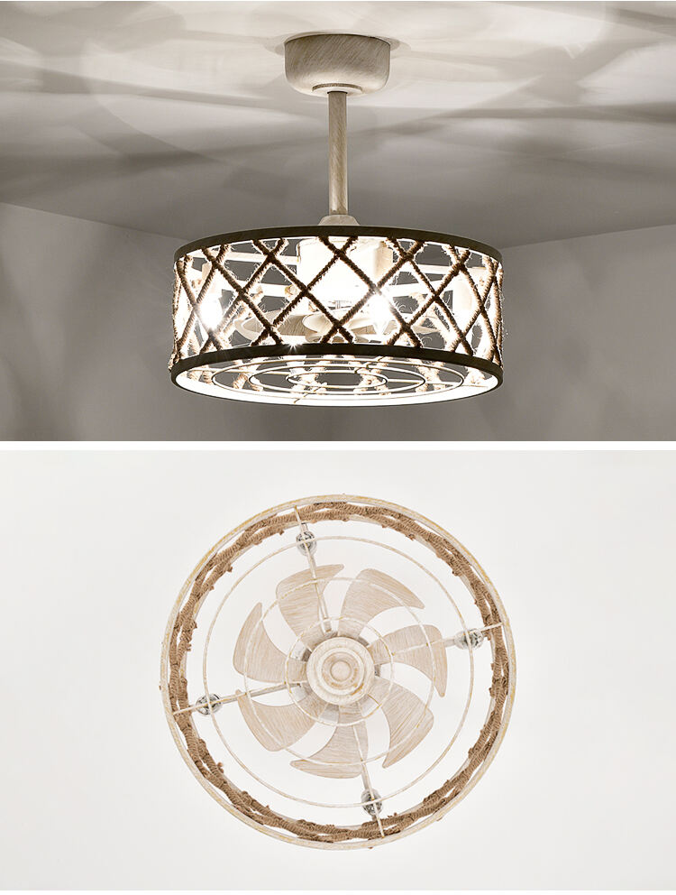 Vintage Rustic Look Room White Ceiling Fan with Light Flush Mount Small Ceiling Fan with Light and Remote Small for Bedroom Home manufacture