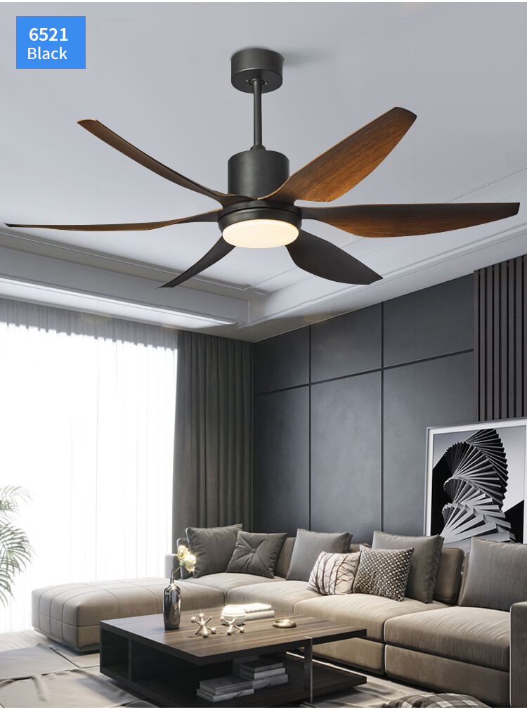 Black 6blade Nordic Ceiling Fan Light Dining Living Room Black 6 Blades Ceiling Fans with Lights and Remote Control for Bedroom details