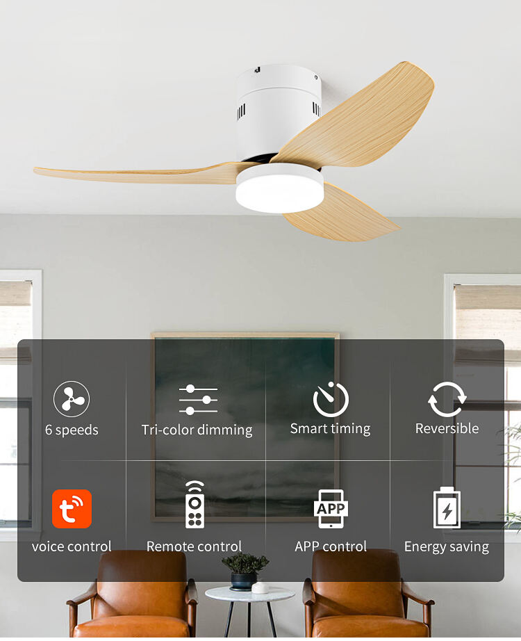 C308 40 Inch Wood Ceiling Fan with Light VENTILADOR FLY AGOTADO DC APP CONTROL Patent Payment factory
