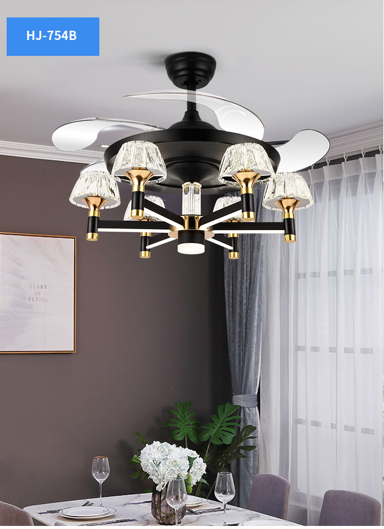 Kitchen Ceiling Fan with Powerful Lamp Crystal Luxury Chandelier Led Roof Lamp with Fan Luxury Elegant Fan Lamps for Living Room factory