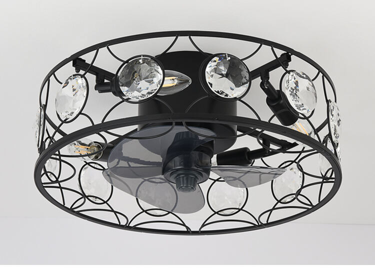 Modern Flush Mount Cage Ceiling Fan Light Farmhouse Caged Rattan Ceiling Fan Light Vintage Ceiling Fan with Light for Bedroom manufacture