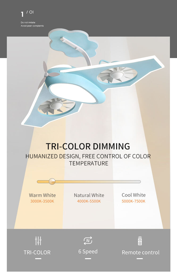 Multi-color Pink Blue Yellow Ceiling Fan with Lamp for Kids Bedroom Living Room Light with Fan Ceiling Fan Light Child Room factory