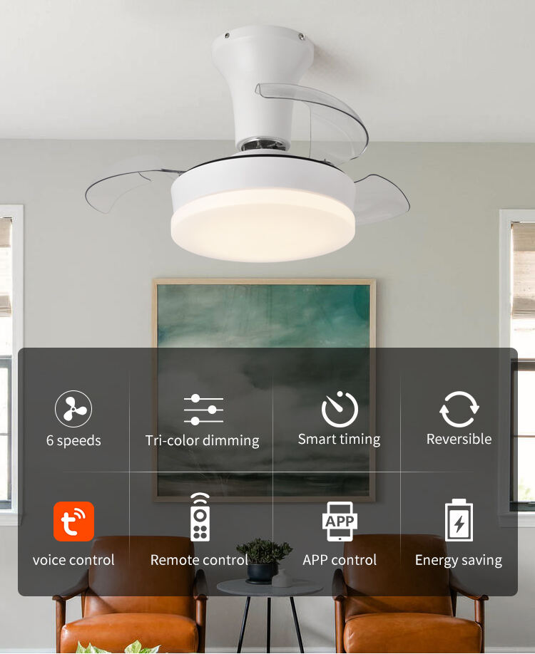 Y082 Modern Remote Control 22 Inch Bladeless 110/220v Ceiling Fans with Lights Lamp Led Designer Luz Con Ventilador Oculto Techo details