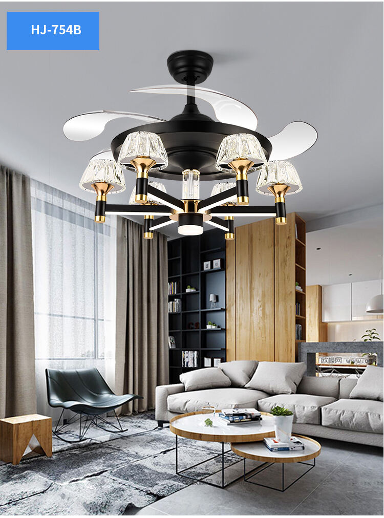 Kitchen Ceiling Fan with Powerful Lamp Crystal Luxury Chandelier Led Roof Lamp with Fan Luxury Elegant Fan Lamps for Living Room manufacture