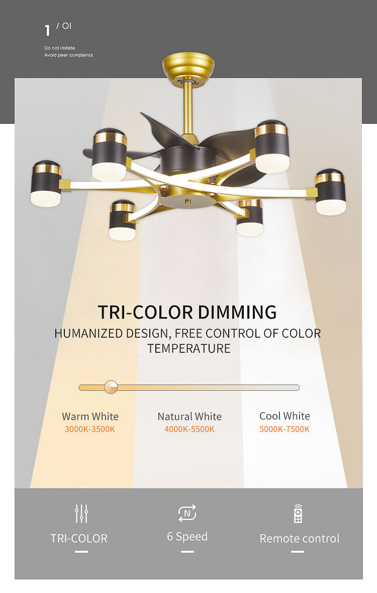 Bedroom Fan Light Ceiling Fan with Light and Remote 52 Inch White and Gold Ceiling Fan with Light for Bedroom supplier