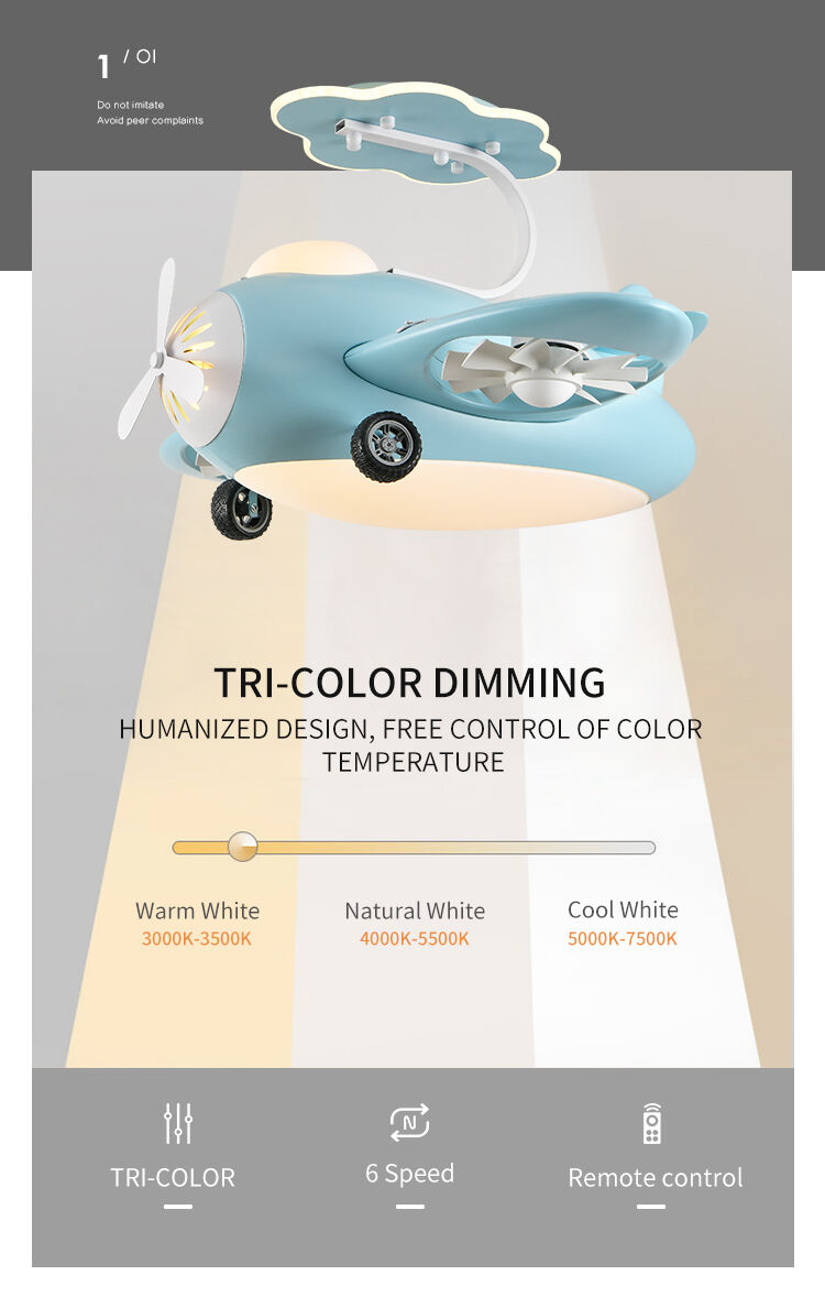 Multi-color Ceiling Fan with Lamp for Kids Bedroom Living Room Light with Fan Ceiling Fan Light Child Room manufacture