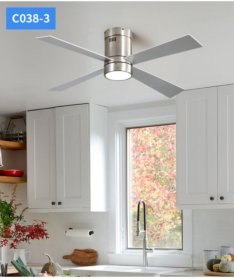 Metal Low Profile Ceiling Fans with Lights and Remote Brown Fan Lamp 52 Inch Ceiling Fans with Lights for Living Room Bedroom details