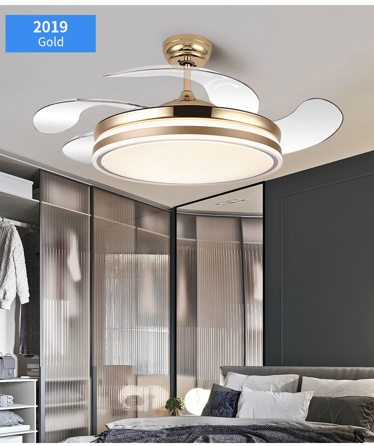 Modern White Ceiling Fan with Light for Bedroom 110V 220V Fan Lamp 72w Led Ceiling Fan Light and Remote Control 3 Color Dimmable supplier
