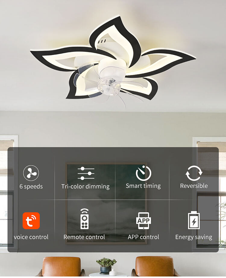 Black Ceiling Fan with Light Fixture Low Profile Ceiling Fans with Light and Remote Control Ceiling Fans with Lights for Bedroom manufacture