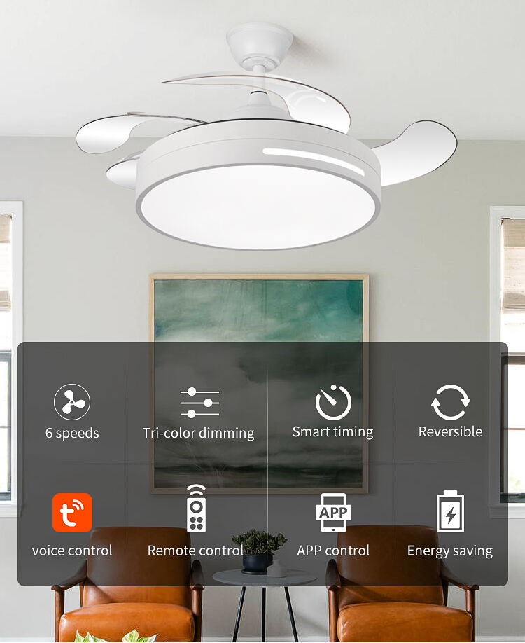 Y095 Modern Remote Control 42 Inch Bladeless 110/220v Ceiling Fans with Lights Lamp Led Designer Luz Con Ventilador Oculto Techo factory