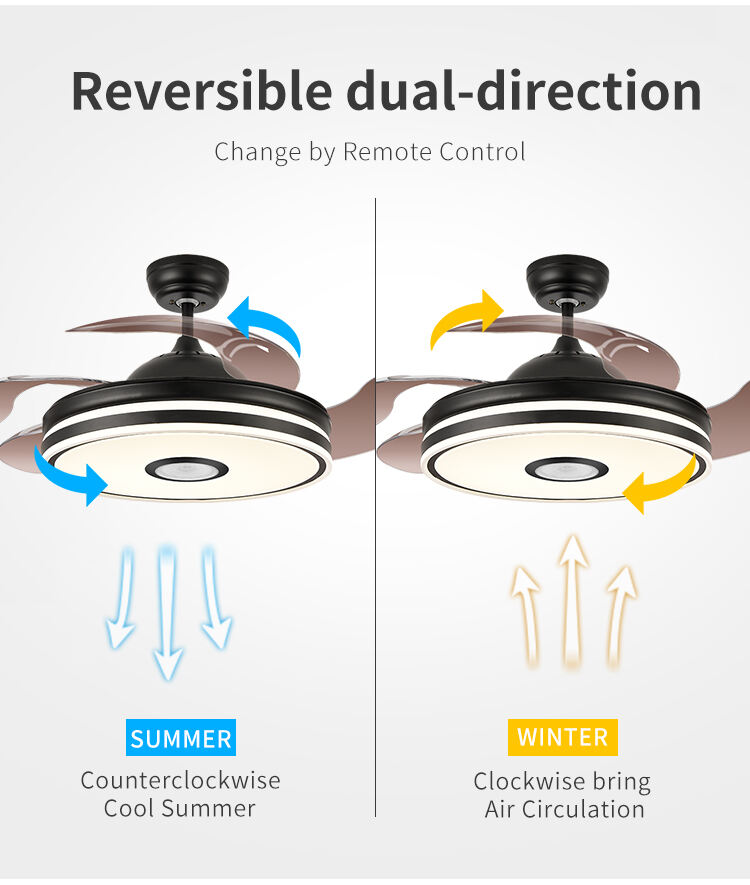 New Foldable Blade Ceiling Fan with Light and Sound Living Room Invisible Ceiling Fan Light RGB Modern Fan with Light Dimmable details