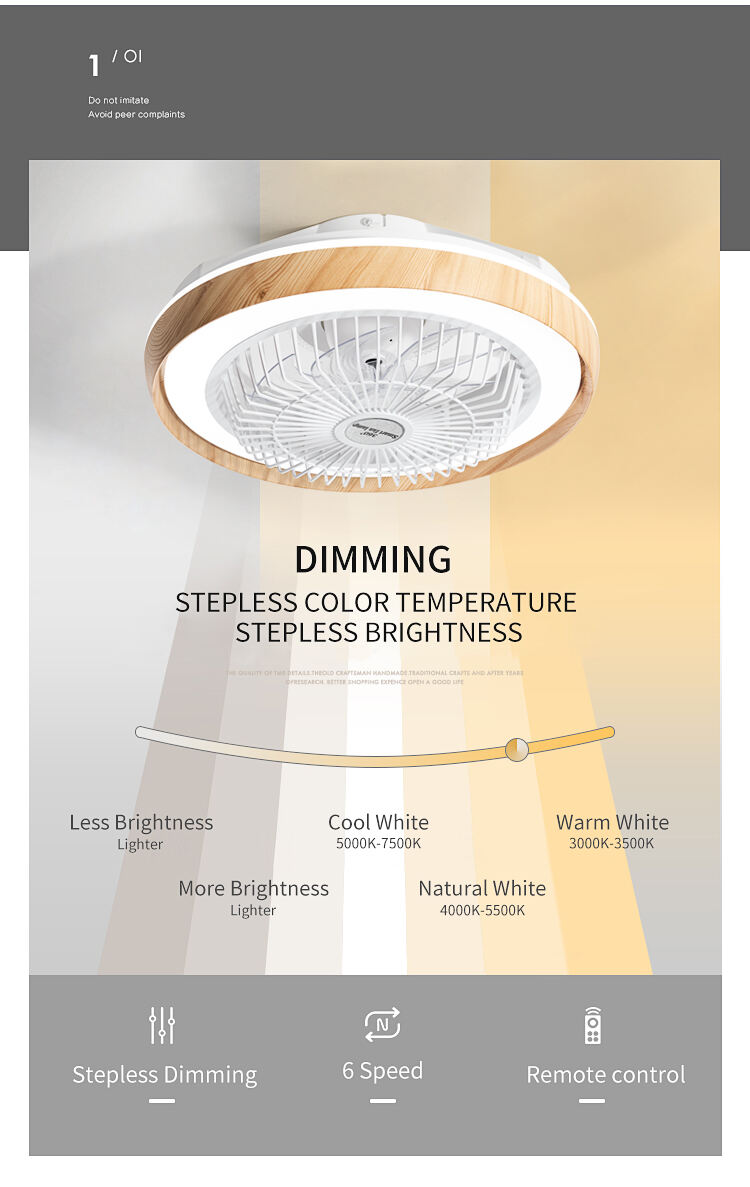 XD273 New Wood Grain Fan Light with Speaker and with Light Lamps with Fan App Control Tuya Alexa Google Control manufacture