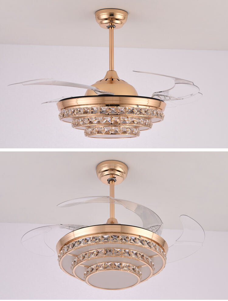 New Designer Gold Nickel Decorative Fan with Light Ceiling Fan with Lights for Hall Living Room Popular Deadline Light with Fan supplier