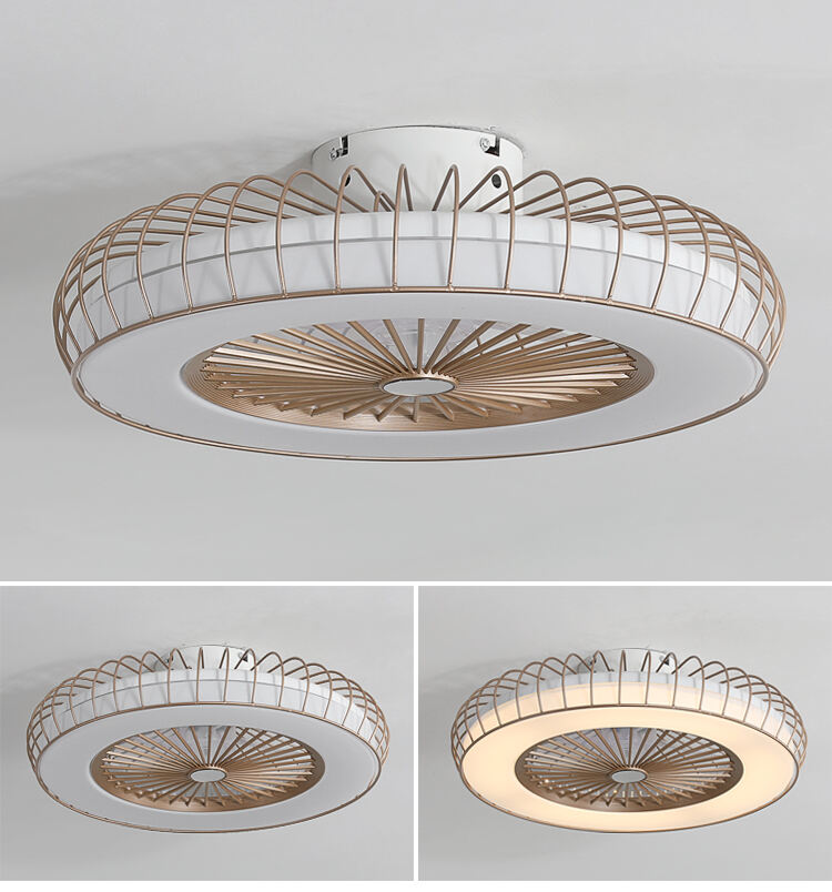 Flush Mount Cage Ceiling Fan Light Farmhouse Caged Rattan Style Ceiling Fan Light Vintage Ceiling Fan with Light for Bedroom supplier