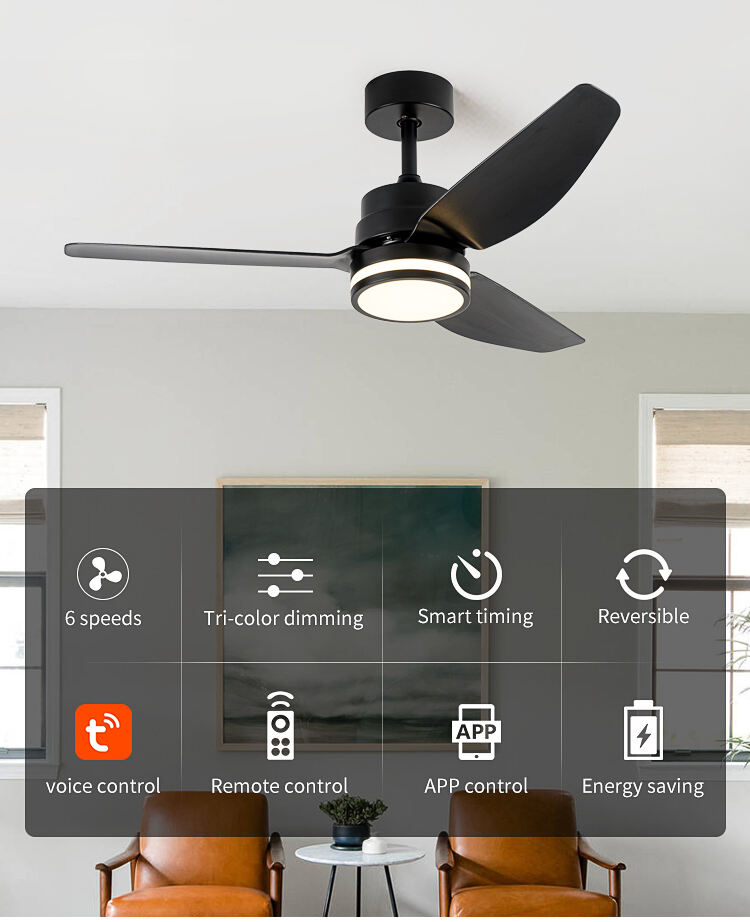 White Black Fandelier Ceiling Fan with Light Ceiling Fan Light with Remote Control Led Black Ceiling Fan Lamps for Living Room manufacture