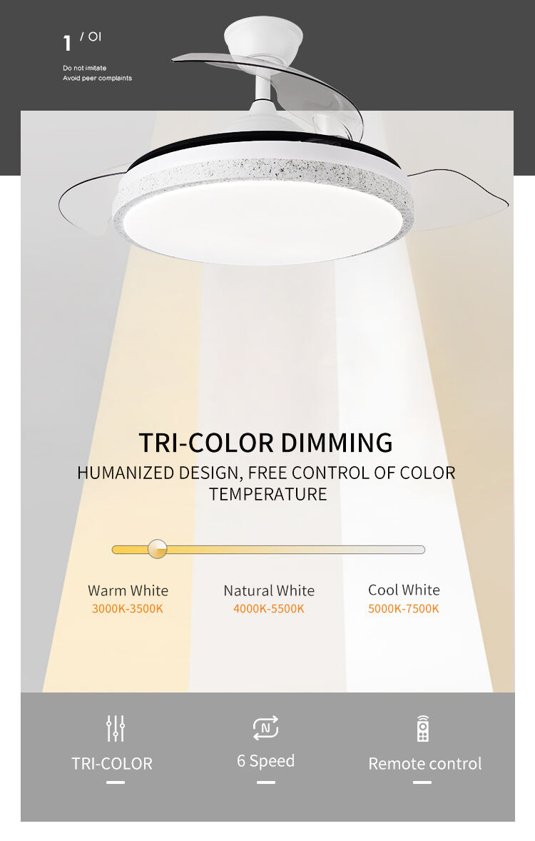 Y039 Modern 42 Inch Bladeless LED Ceiling Fans Remote Control 110/220v Lamp Lights Designer Luz Con Ventilador Oculto Bedrooms manufacture