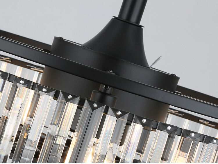 Luxury Bedroom Led Lamp With Fan Ceiling Fan with Light Downrod Flush Mount Low Profile Crystal Caged Fan Light for Living Room details