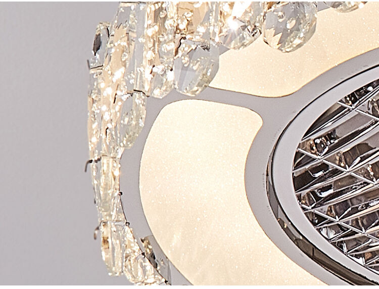 5 Shades Luxury Bedroom Led Lamp With Fan Ceiling Fan with Light Flush Mount Low Profile Crystal Caged Fan Light for Living Room manufacture