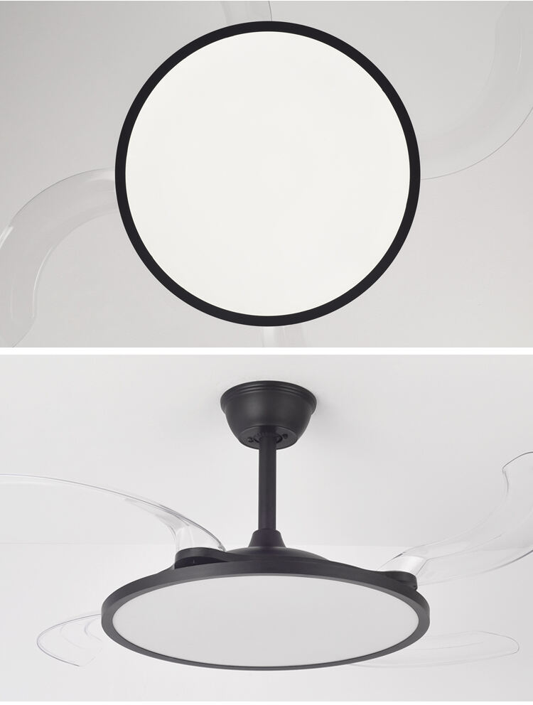 New 42in White Black Ceiling Fan with Light and Remote Control 4 Blades Fan with Lamp 42 Inch Ceiling Fan with Light for Bedroom factory