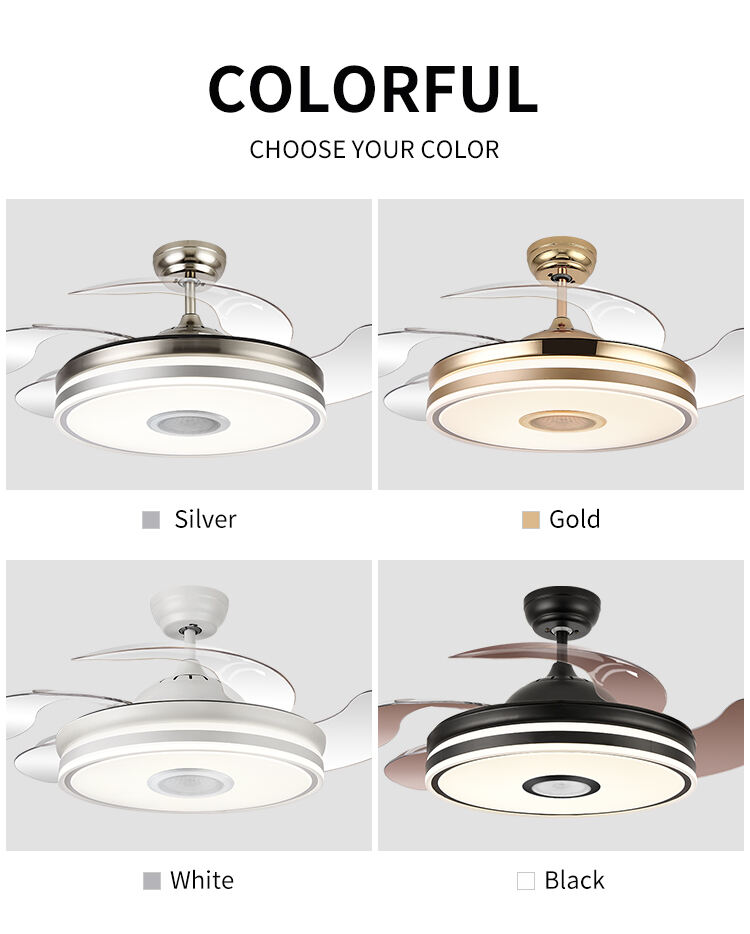 New Foldable Blade Ceiling Fan with Light and Sound Living Room Invisible Ceiling Fan Light RGB Modern Fan with Light Dimmable details