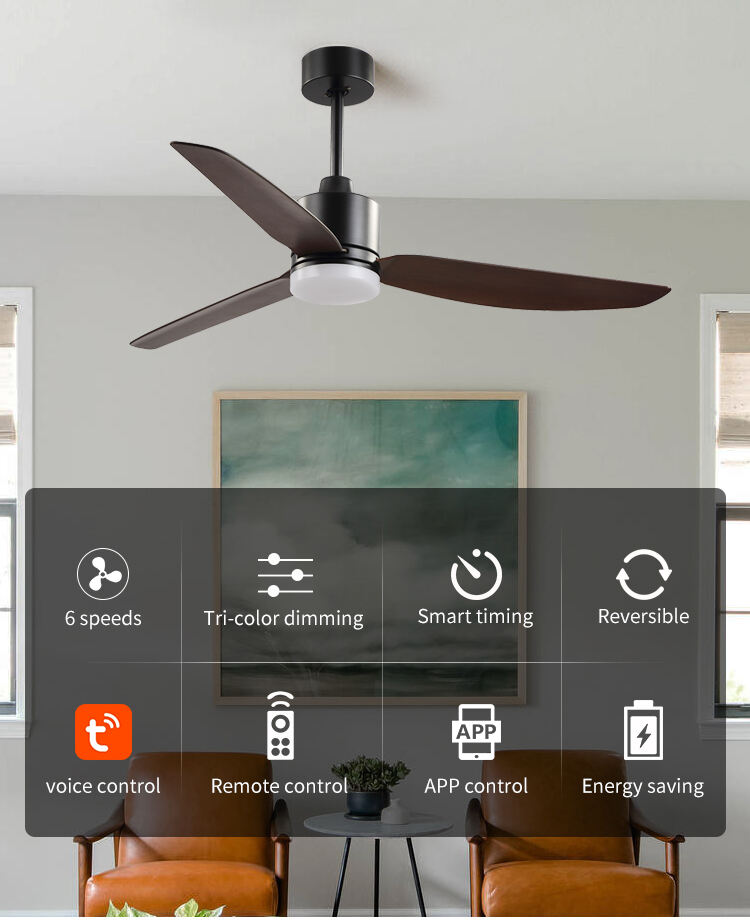 CCT Dimmable Propeller Ceiling Fan Light Minimalist Ceiling Fan with Light 3 Metal Blades Ce Rohs Fan and Light in Ceiling factory