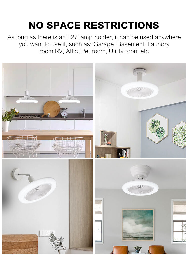 Factory Socket Fan Light Bulb Small Socket Fan Light Dimmable Screw in Socket Fan Light with Remote Control details