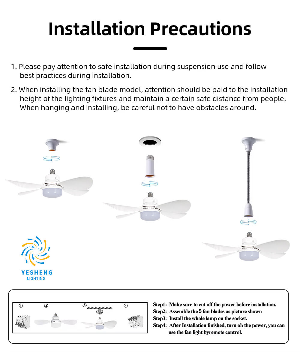 Fan Light E27 Bulb Screw Inwith Control Ceiling Fan with Light in Bulb Holder Replacement Living Room Fan Light Bulb with Remote manufacture
