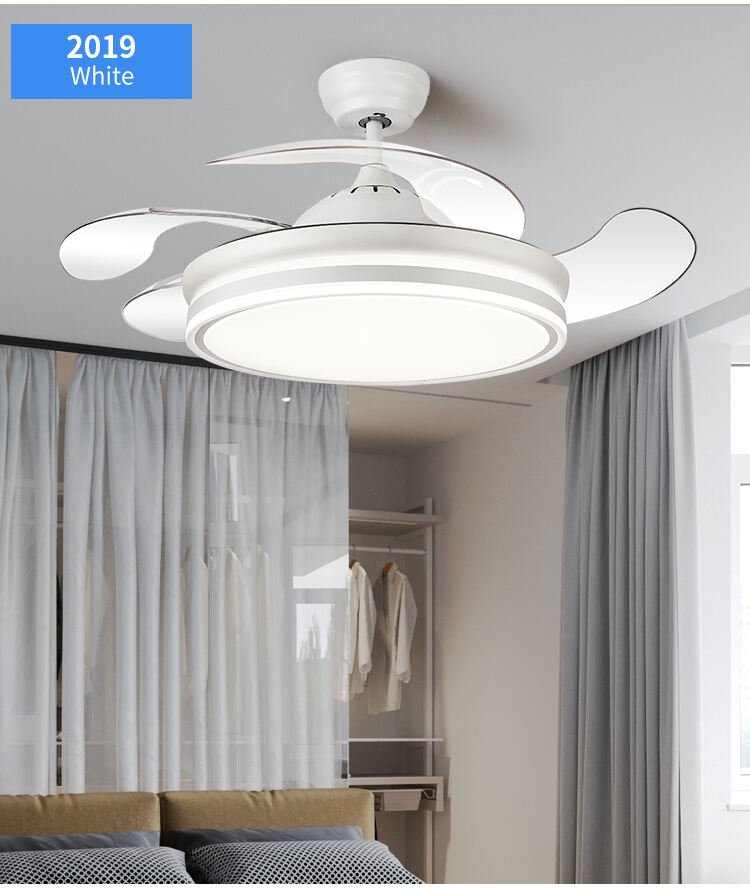 Modern White Ceiling Fan with Light for Bedroom 110V 220V Fan Lamp 72w Led Ceiling Fan Light and Remote Control 3 Color Dimmable supplier