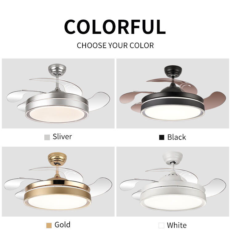 White Black Ceiling Fan With Light and Remote Control  Modern Black Led Fan Light 110V 220V 42 Inch with Light for Home Bedroom supplier
