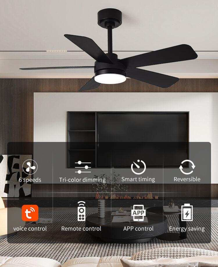 42 52 in Black Fandelier Ceiling Fan with Light Ceiling Fan Light with Remote Control Led Black Ceiling Fan Lamp for Living Room supplier