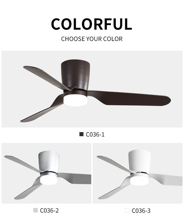 3 Blades Modern 52 Inch Low Profile Ceiling Fan with Light and Remote Flush Mount 52 Inch Led Ceiling Fan with Light and Remote manufacture