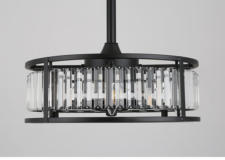 Luxury Bedroom Led Lamp With Fan Ceiling Fan with Light Downrod Flush Mount Low Profile Crystal Caged Fan Light for Living Room factory