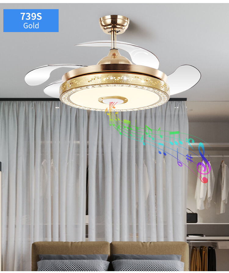 RGB LED Chandelier Ceiling Fans with Lights and Remote Chandelier Fan and Light bluetooth Music Player Chandelier Fan with Lamp supplier
