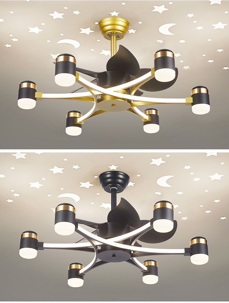 Bedroom Fan Light Ceiling Fan with Light and Remote 52 Inch White and Gold Ceiling Fan with Light for Bedroom manufacture