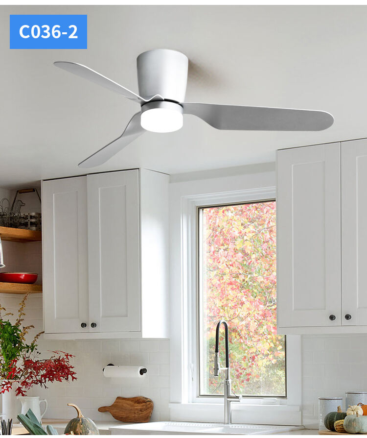 3 Blades Modern 52 Inch Low Profile Ceiling Fan with Light and Remote Flush Mount 52 Inch Led Ceiling Fan with Light and Remote supplier