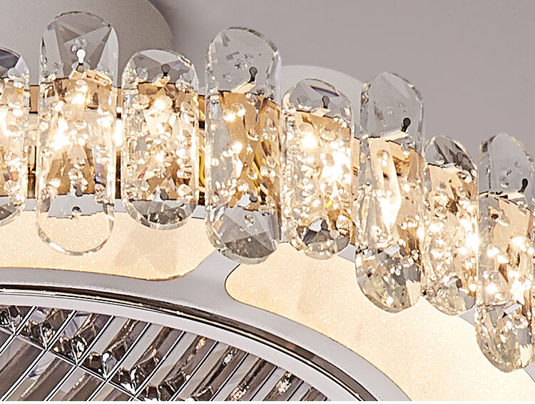 5 Shades Luxury Bedroom Led Lamp With Fan Ceiling Fan with Light Flush Mount Low Profile Crystal Caged Fan Light for Living Room details