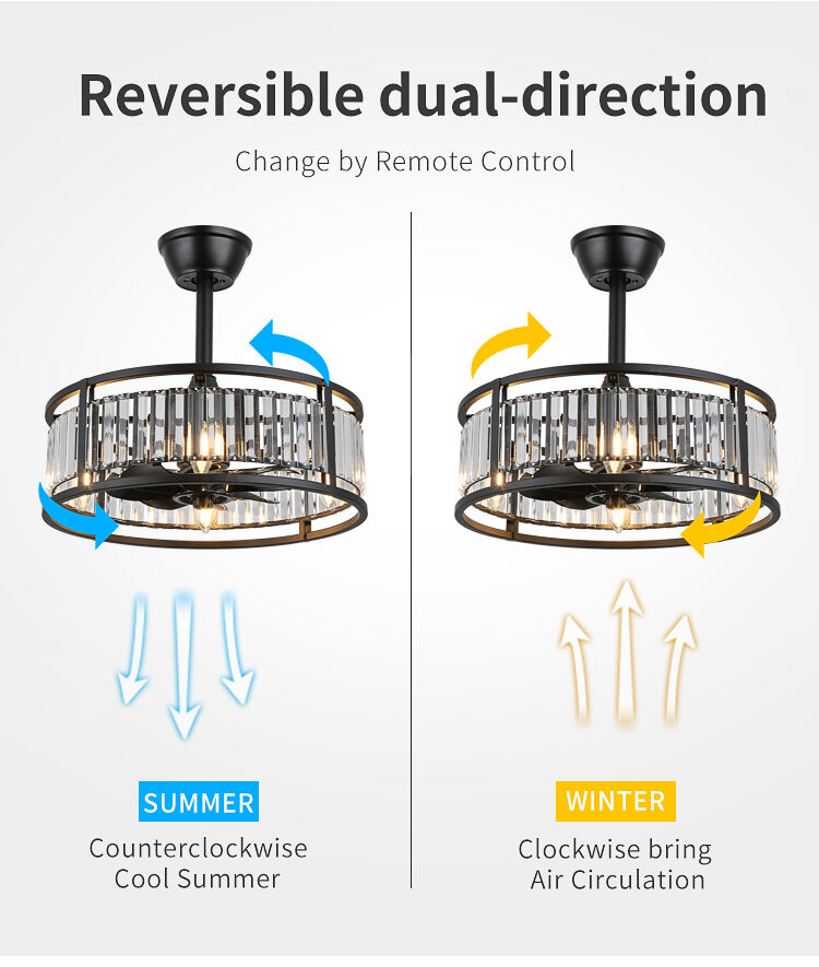 Luxury Bedroom Led Lamp With Fan Ceiling Fan with Light Downrod Flush Mount Low Profile Crystal Caged Fan Light for Living Room supplier