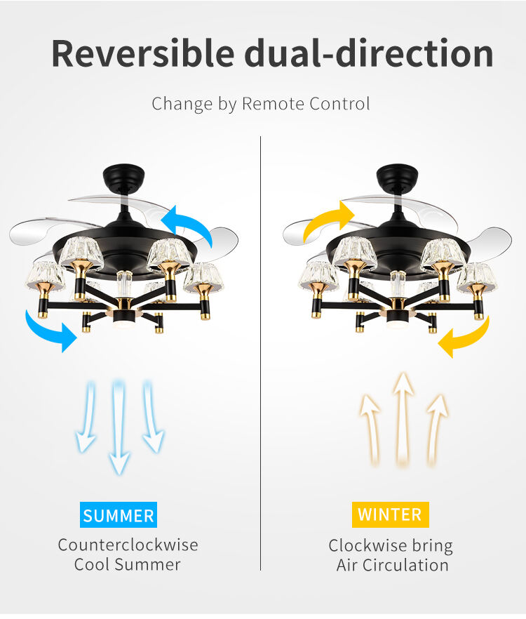 Kitchen Ceiling Fan with Powerful Lamp Crystal Luxury Chandelier Led Roof Lamp with Fan Luxury Elegant Fan Lamps for Living Room details
