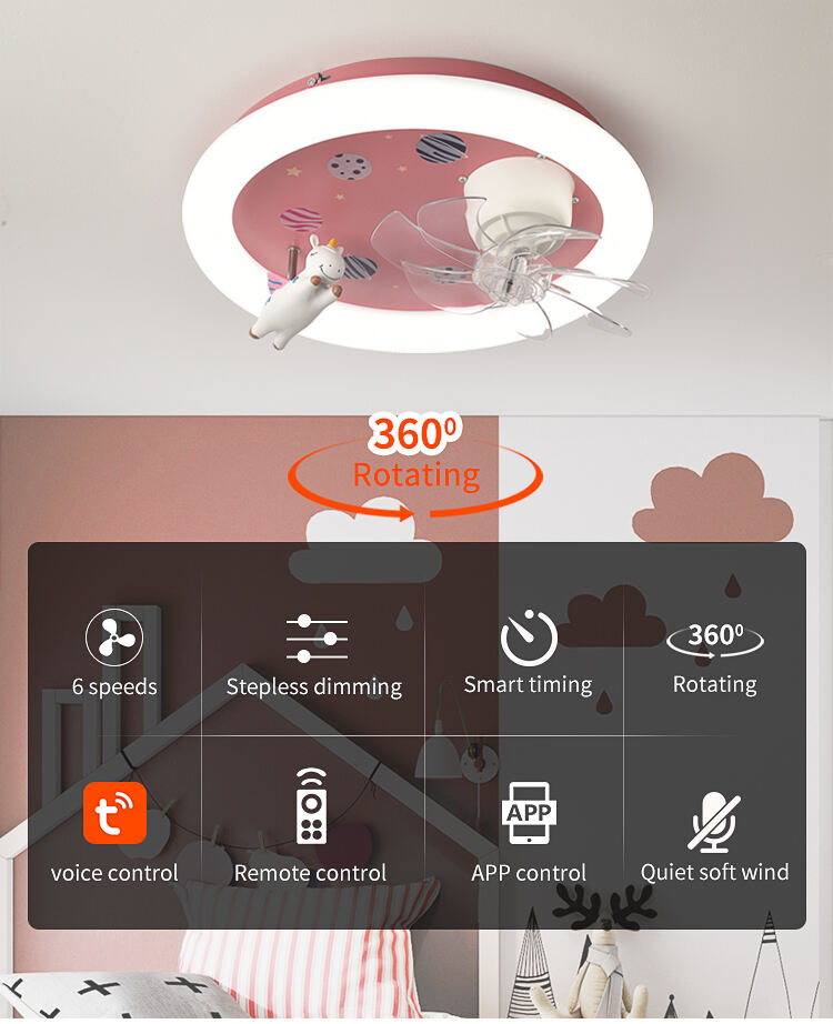 XD232 360 ° Rotating Children's Ceiling Fan with Light Fan Lamp with App Control Tuya Alexa Google Control details