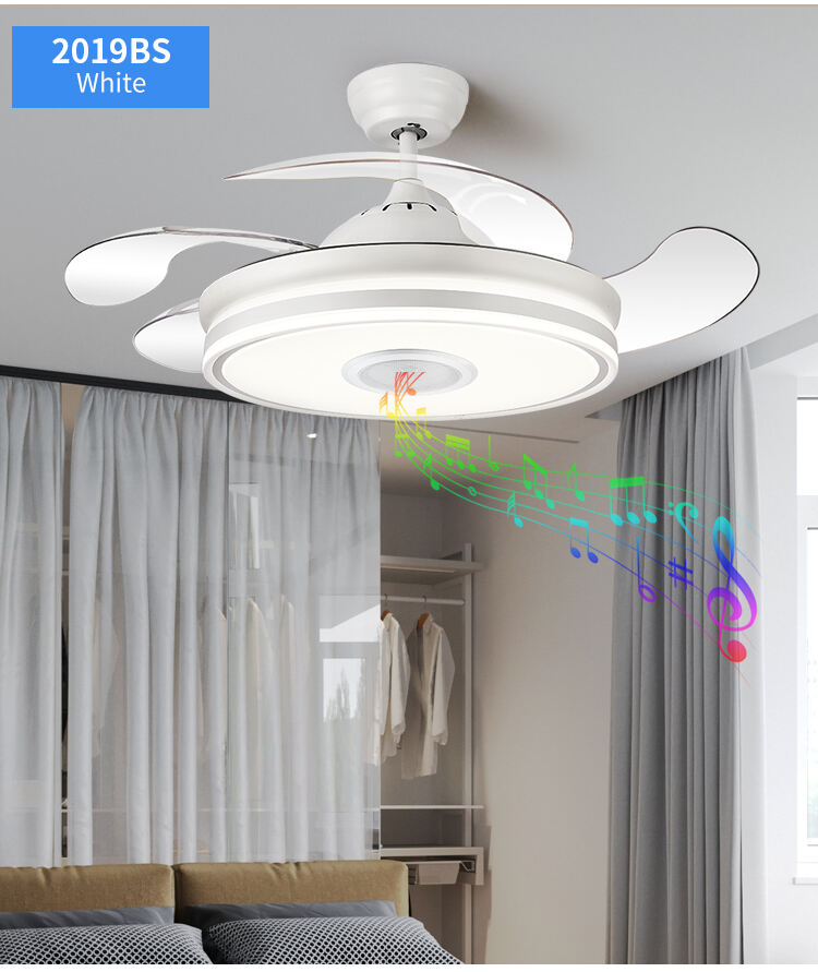 New Foldable Blade Ceiling Fan with Light and Sound Living Room Invisible Ceiling Fan Light RGB Modern Fan with Light Dimmable details