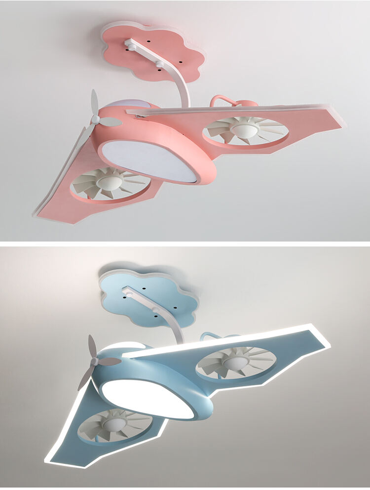 Multi-color Pink Blue Yellow Ceiling Fan with Lamp for Kids Bedroom Living Room Light with Fan Ceiling Fan Light Child Room factory
