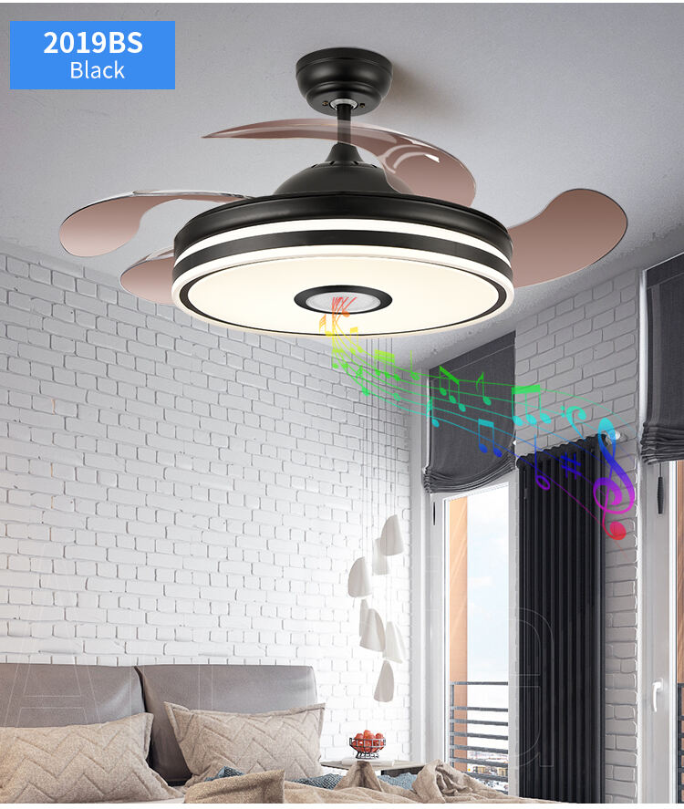 New Foldable Blade Ceiling Fan with Light and Sound Living Room Invisible Ceiling Fan Light RGB Modern Fan with Light Dimmable details