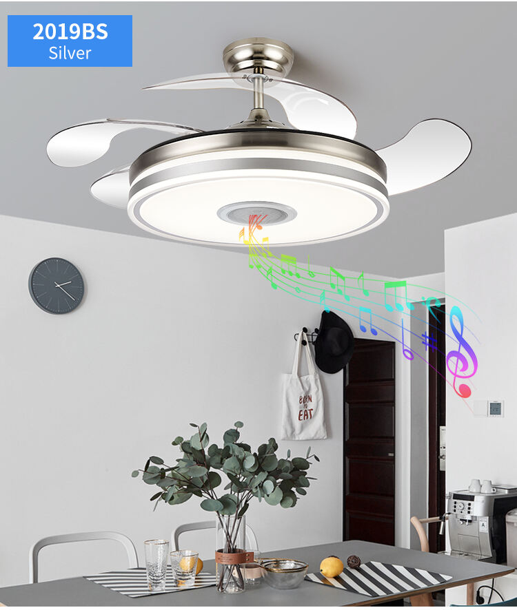 New Foldable Blade Ceiling Fan with Light and Sound Living Room Invisible Ceiling Fan Light RGB Modern Fan with Light Dimmable details