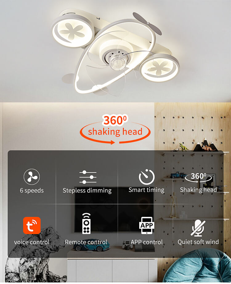 Aircraft Airplane Multi-color Ceiling Fan with Lamp for Kids Bedroom Living Room Light with Fan Ceiling Fan Light Child Room manufacture