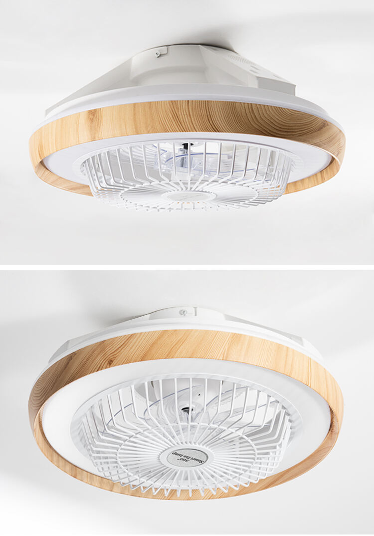 XD273 New Wood Grain Fan Light with Speaker and with Light Lamps with Fan App Control Tuya Alexa Google Control details